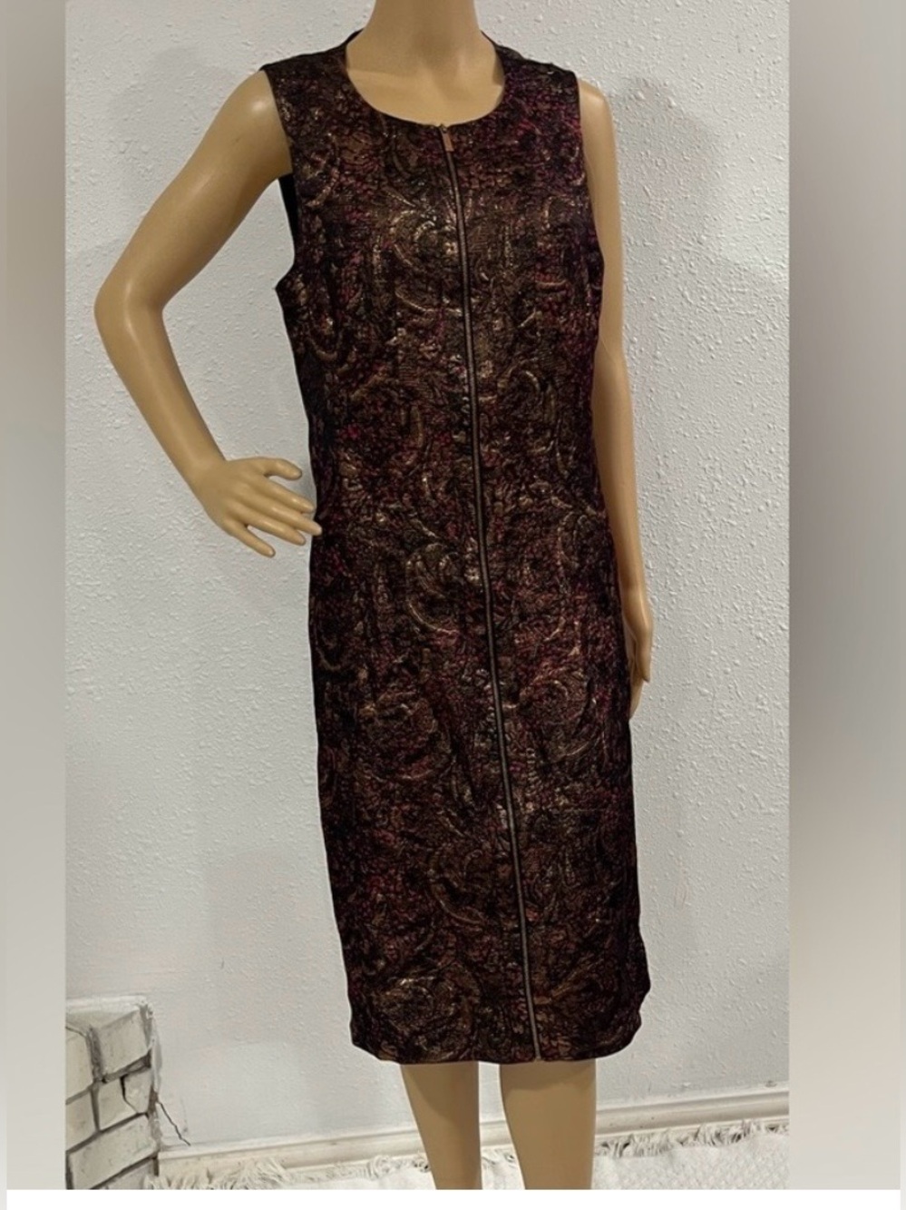 Lafayette 148 New York Black and Gold Midi Dress